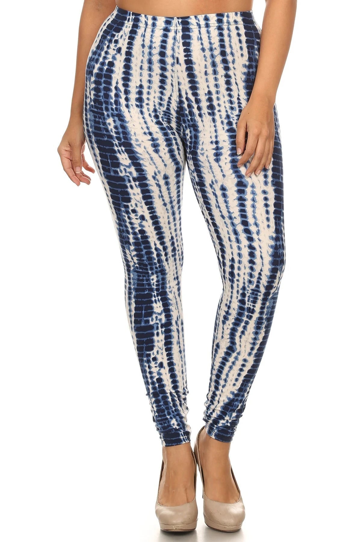 Plus Size Tie Dye Print, Full Length Leggings In A Slim Fitting Style With A Banded High Waist Look Up Deals