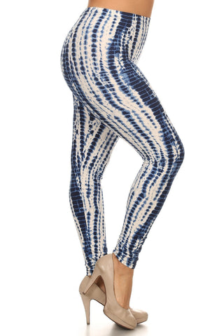 Plus Size Tie Dye Print, Full Length Leggings In A Slim Fitting Style With A Banded High Waist Look Up Deals