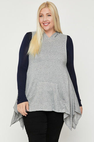 Plus Size Two Tone Knit, Sleeveless Top Look Up Deals