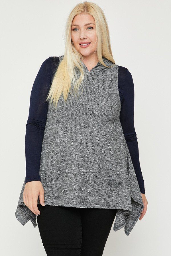 Plus Size Two Tone Knit, Sleeveless Top Look Up Deals