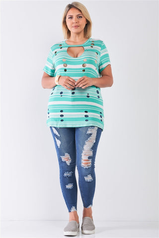 Plus Striped And Distressed Cut-out Top Look Up Deals