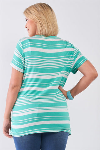 Plus Striped And Distressed Cut-out Top Look Up Deals