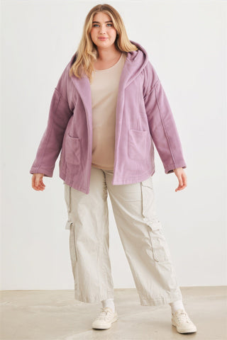 Plus Two Pocket Open Front Soft To Touch Hooded Cardigan Jacket Look Up Deals