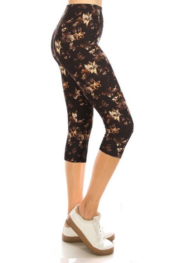 Printed, High Waisted, Capri Leggings With An Elasticized Waist Band Look Up Deals