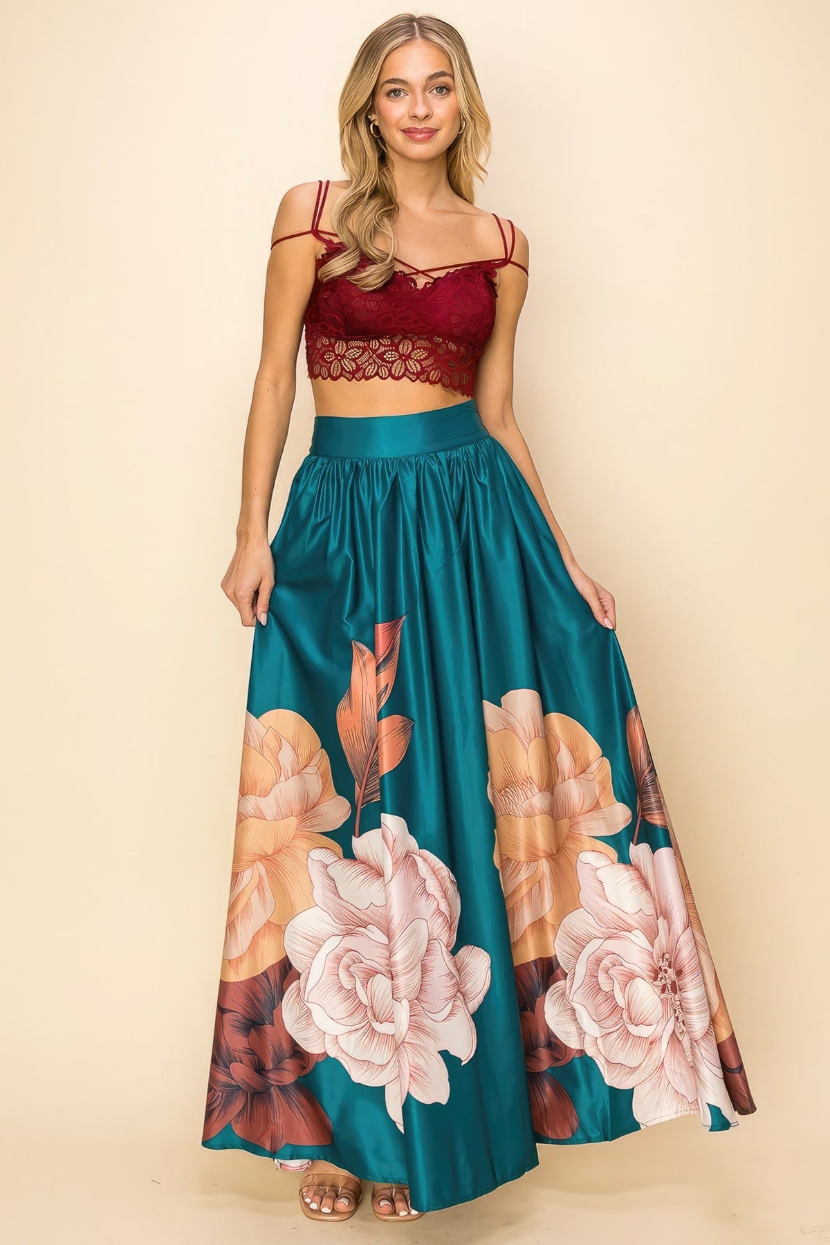 Printed Maxi Skirt Look Up Deals