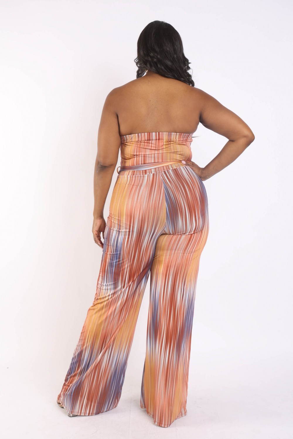 Printed Tube Jumpsuit With Self Belt Look Up Deals