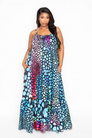 Printed Voluminous Maxi Dress Look Up Deals