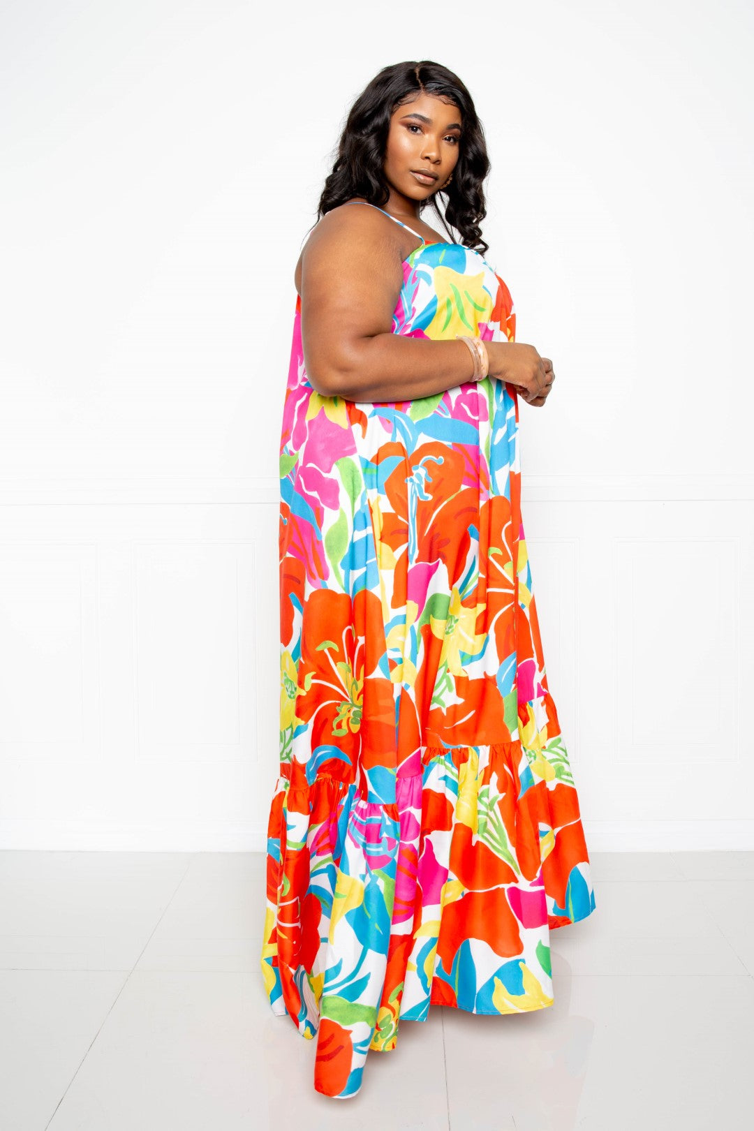 Printed Voluminous Maxi Dress Look Up Deals