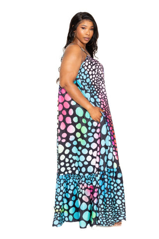 Printed Voluminous Maxi Dress Look Up Deals