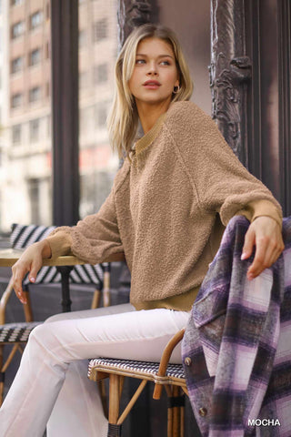 Puff Sleeve Boat Neck Sweater Look Up Deals