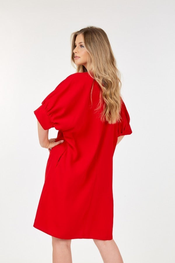 Puff Sleeve Dress With Frill Detail Look Up Deals