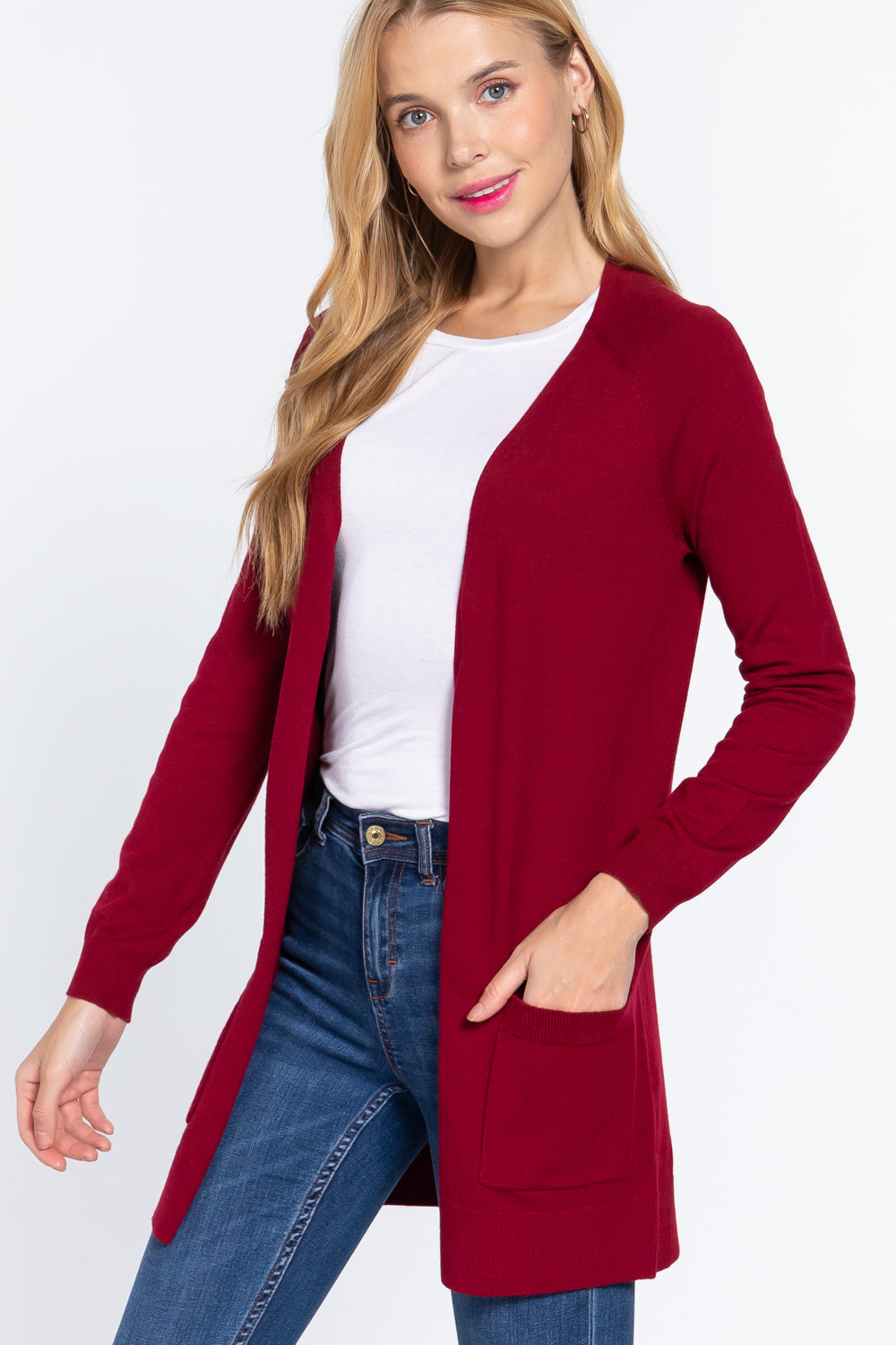 Raglan Slv Open Sweater Cardigan Look Up Deals