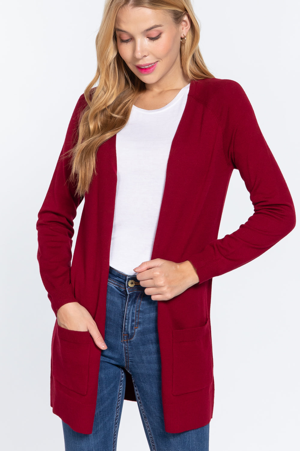 Raglan Slv Open Sweater Cardigan Look Up Deals