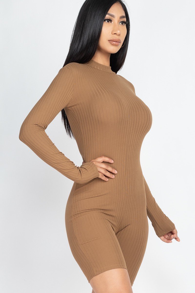 Ribbed Knit Romper Look Up Deals