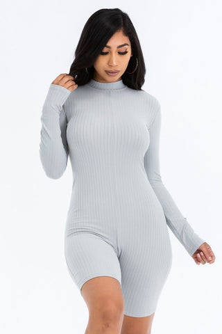 Ribbed Knit Romper Look Up Deals