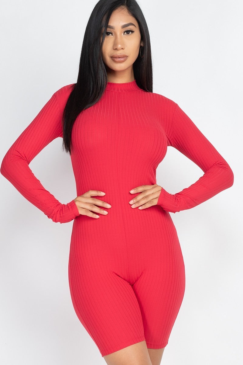 Ribbed Knit Romper Look Up Deals