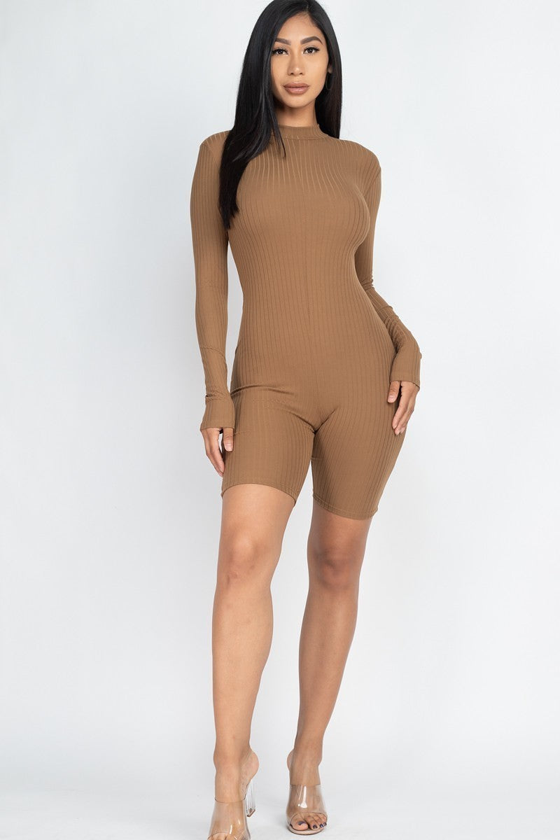 Ribbed Knit Romper Look Up Deals