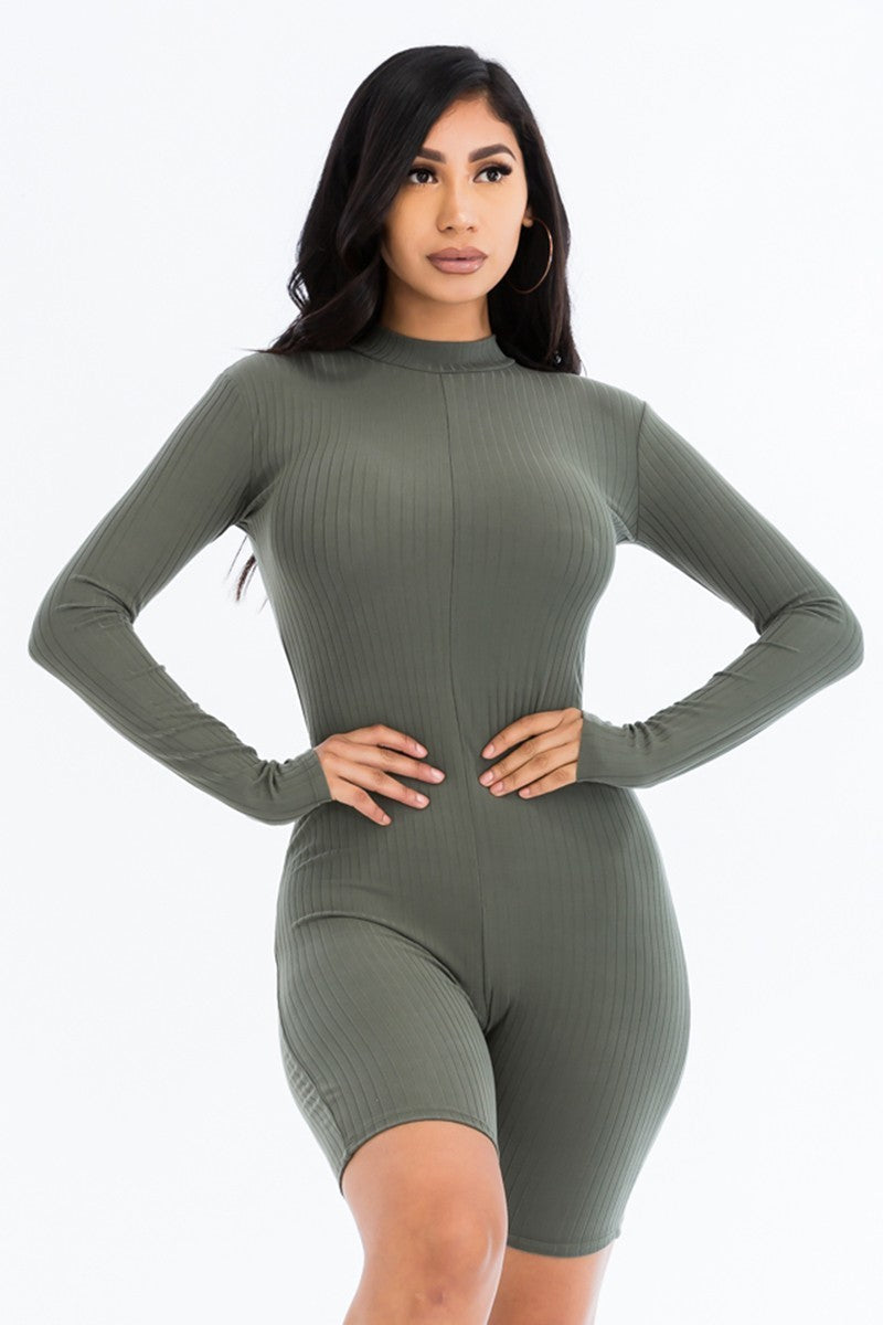 Ribbed Knit Romper Look Up Deals