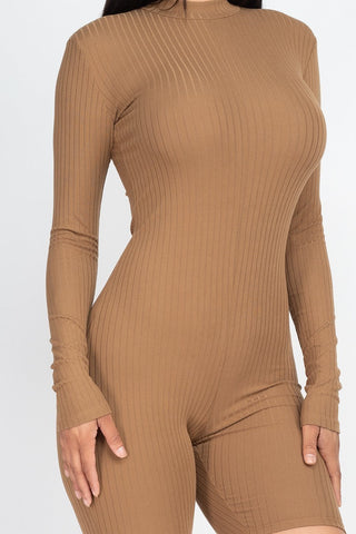 Ribbed Knit Romper Look Up Deals