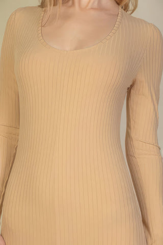 Ribbed Scoop Neck Long Sleeve Jumpsuit Look Up Deals