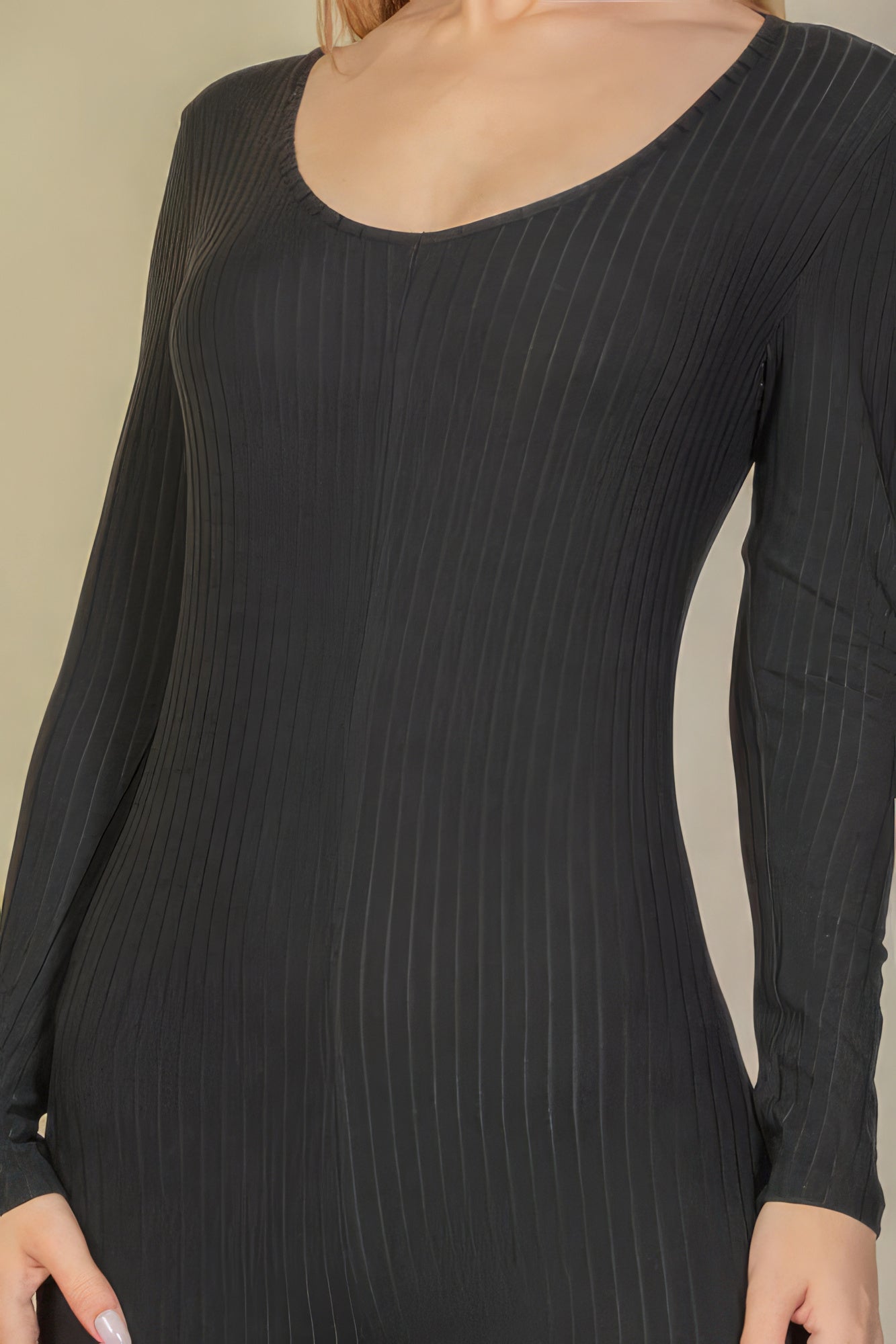 Ribbed Scoop Neck Long Sleeve Jumpsuit Look Up Deals