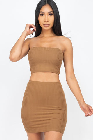 Ribbed Tube Top And Mini Skirt Sets Look Up Deals