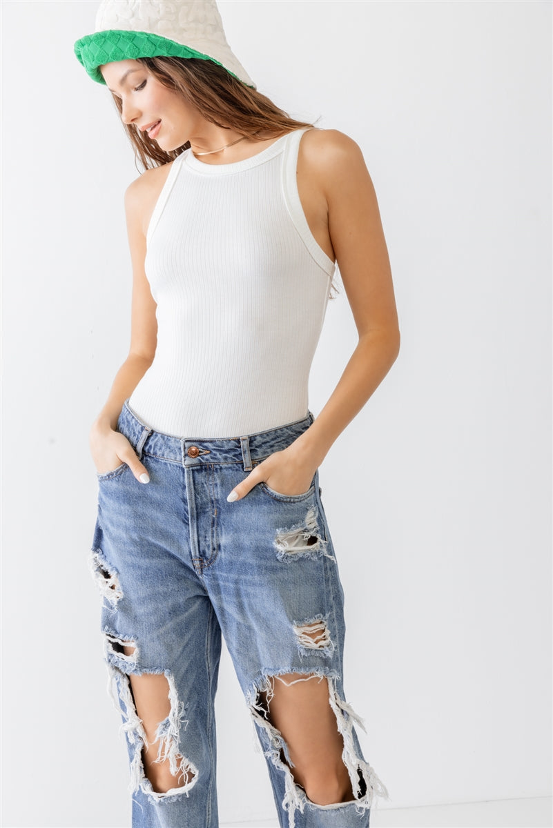 Ribbed V Strap Back Bodysuit Look Up Deals