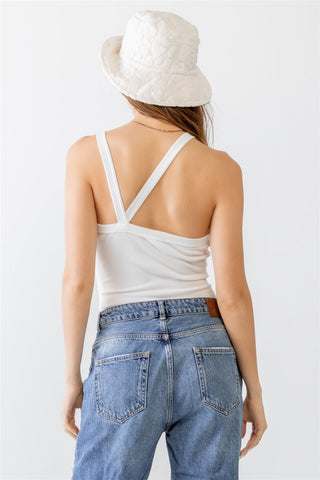 Ribbed V Strap Back Bodysuit Look Up Deals