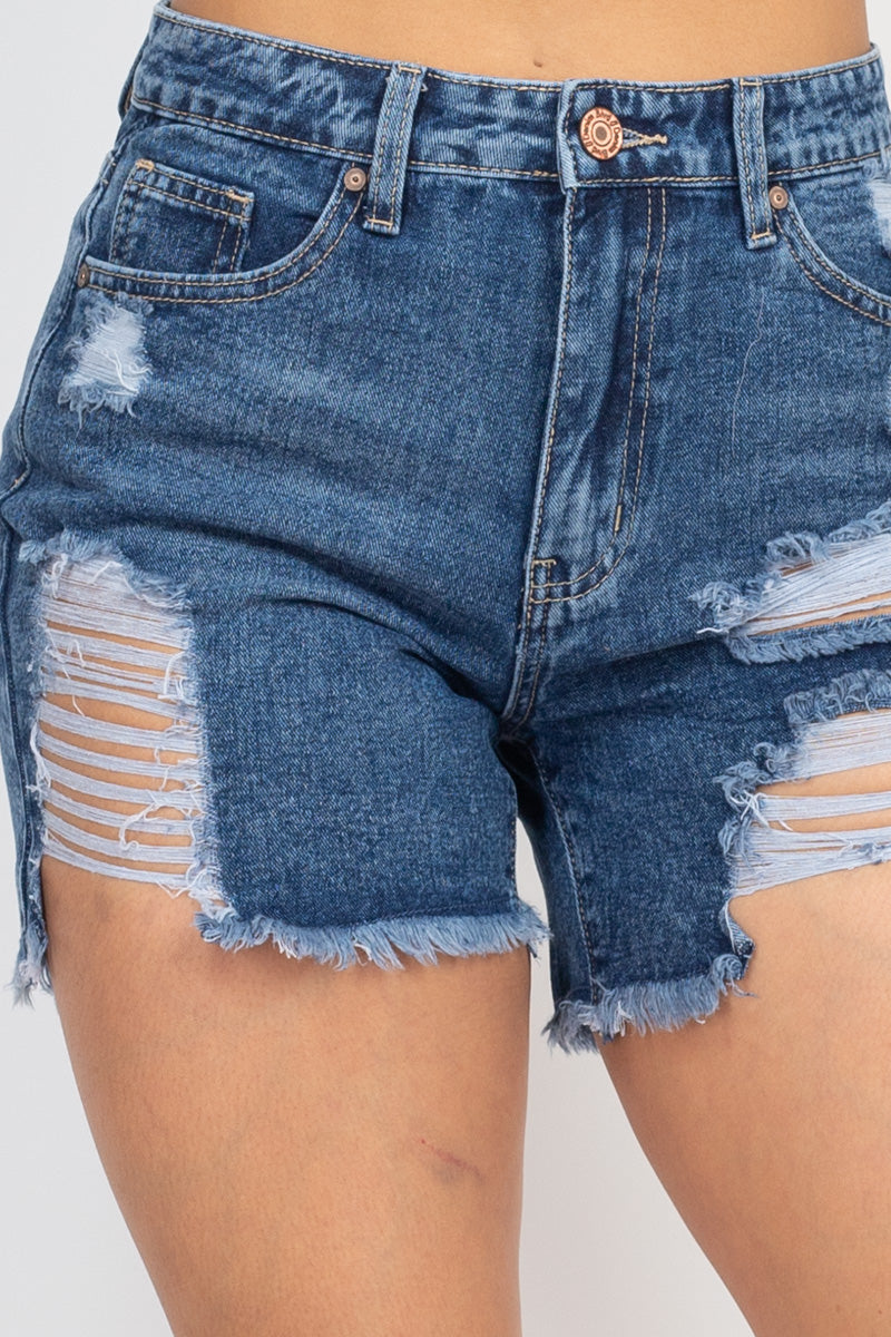 Ripped Five-pocket Mini Denim Shorts Look Up Deals