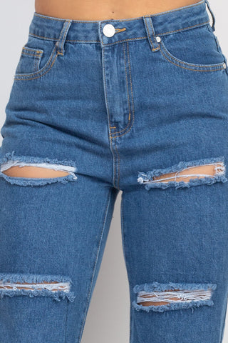 Rolled Hem Ripped Denim Jeans Look Up Deals