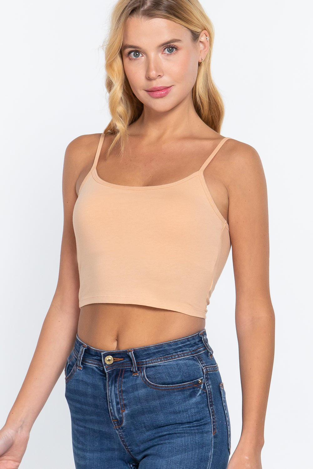 Round Neck W/removable Bra Cup Cotton Spandex Bra Top Look Up Deals