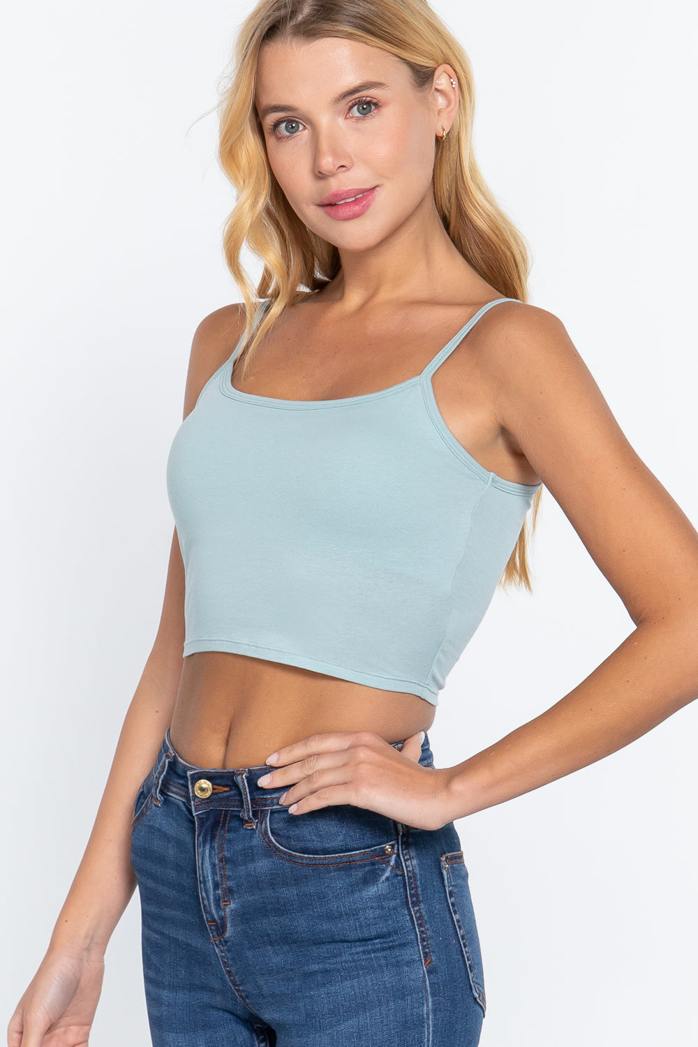 Round Neck W/removable Bra Cup Cotton Spandex Bra Top Look Up Deals