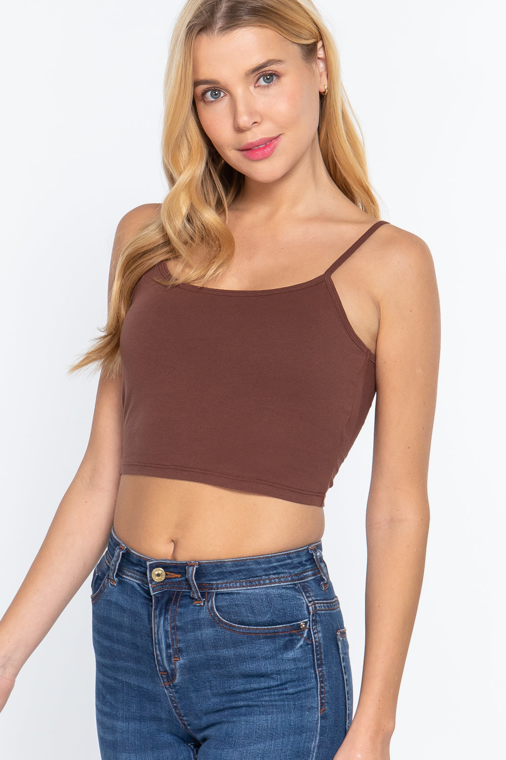 Round Neck W/removable Bra Cup Cotton Spandex Bra Top Look Up Deals