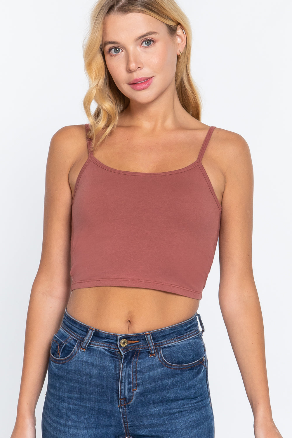 Round Neck W/removable Bra Cup Cotton Spandex Bra Top Look Up Deals