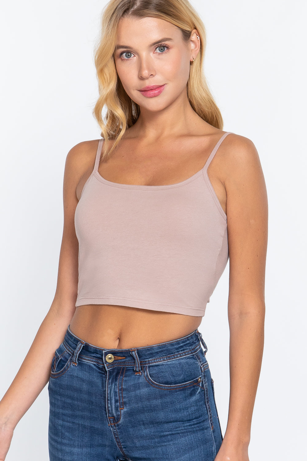 Round Neck W/removable Bra Cup Cotton Spandex Bra Top Look Up Deals