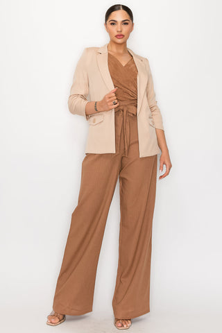 Ruched Sleeves Solid Blazer Look Up Deals