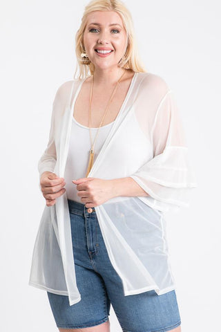 Ruffle Sleeve Open Cardigan Look Up Deals