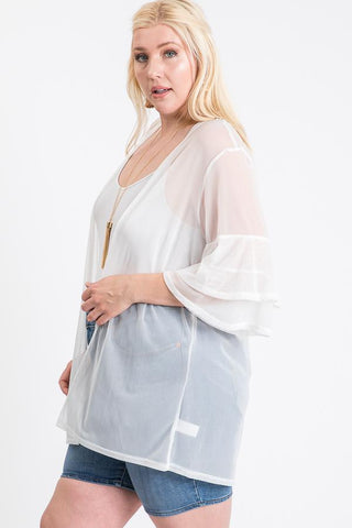 Ruffle Sleeve Open Cardigan Look Up Deals