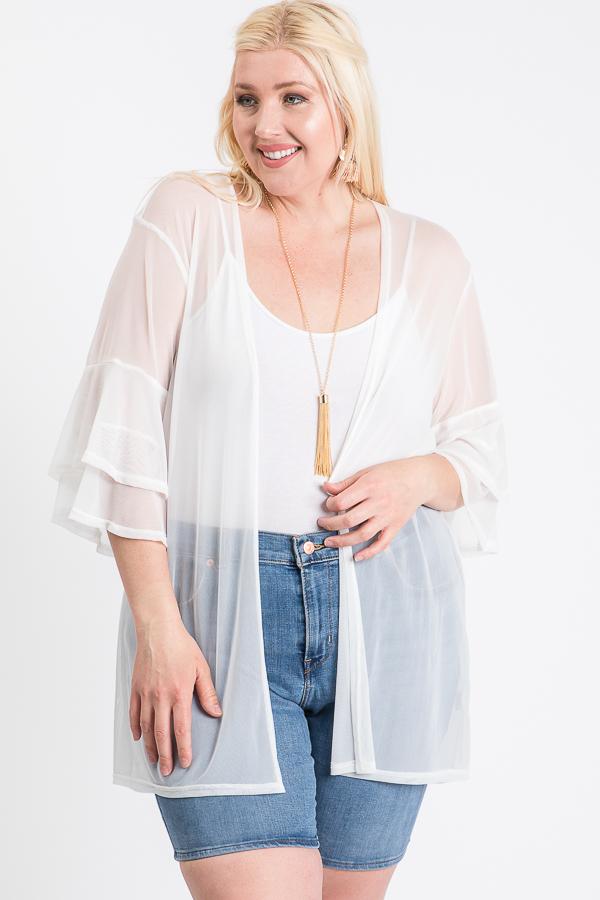 Ruffle Sleeve Open Cardigan Look Up Deals