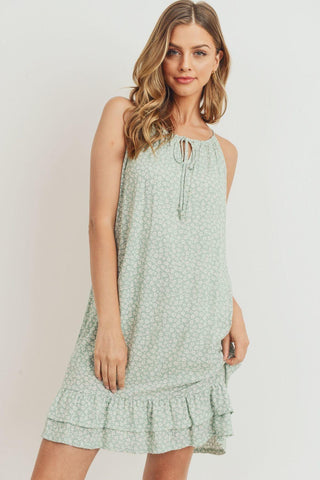 Ruffled Floral Sleeveless Dress Look Up Deals