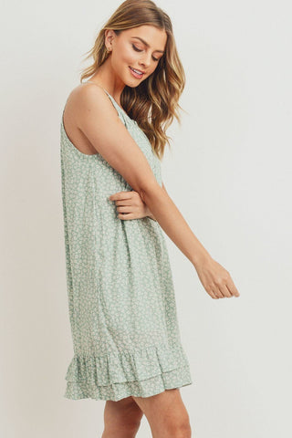 Ruffled Floral Sleeveless Dress Look Up Deals