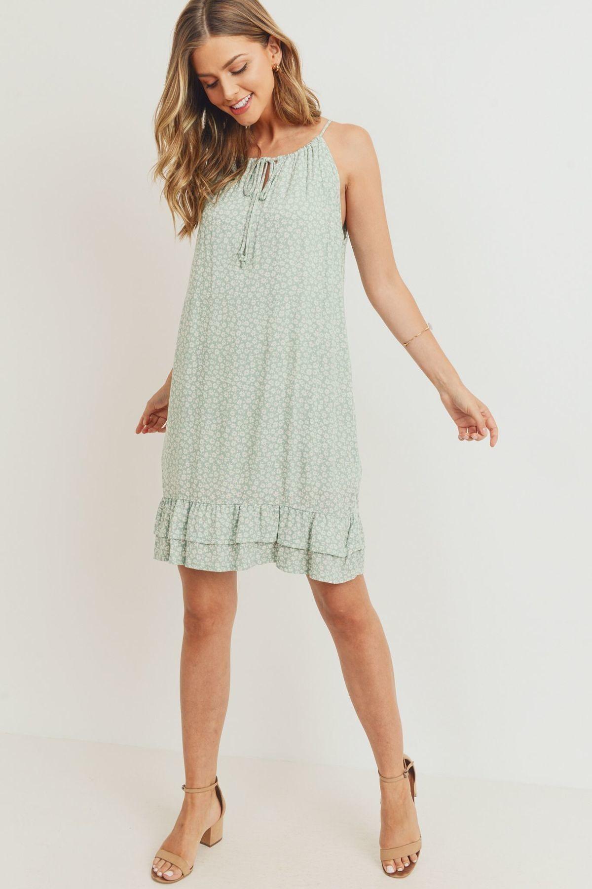 Ruffled Floral Sleeveless Dress Look Up Deals