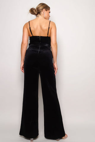 Samba Rhinestone Belt Velvet Jumpsuit Look Up Deals