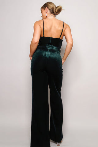 Samba Rhinestone Belt Velvet Jumpsuit Look Up Deals