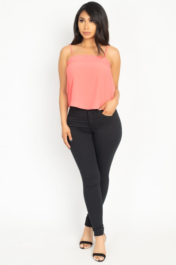 Scallop Opening Cami Top Look Up Deals