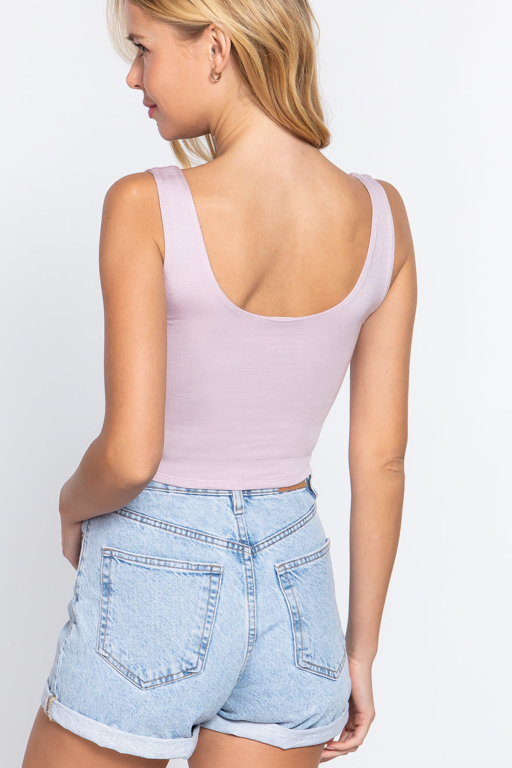 Scoop Neck 2 Ply Crop Tank Top Look Up Deals