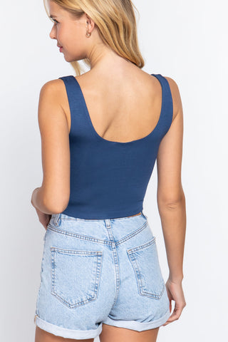 Scoop Neck 2 Ply Crop Tank Top Look Up Deals