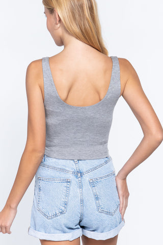 Scoop Neck 2 Ply Crop Tank Top Look Up Deals