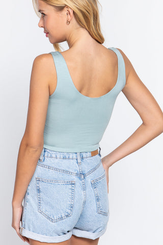 Scoop Neck 2 Ply Crop Tank Top Look Up Deals