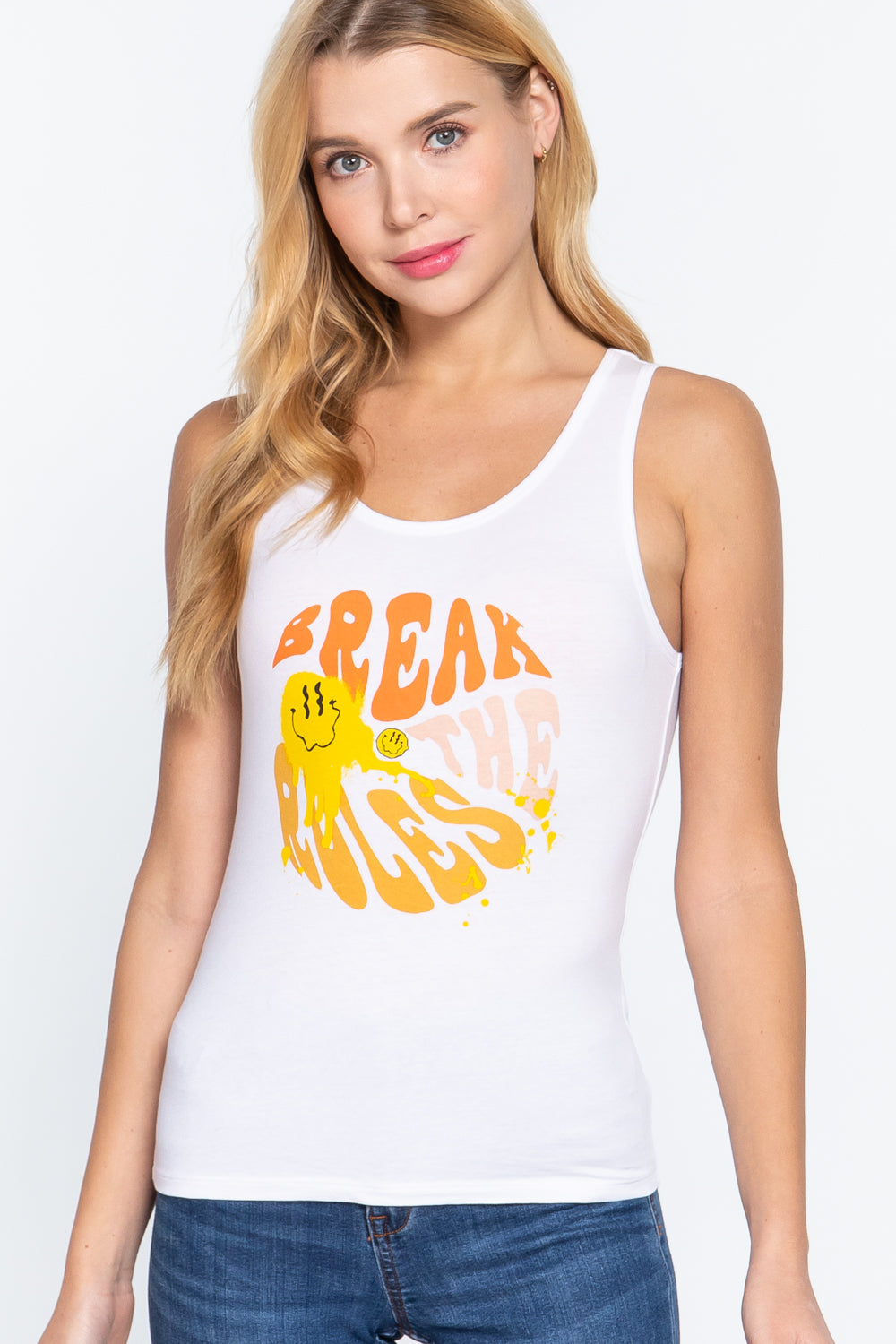 Screen Print Knit Tank Top Look Up Deals